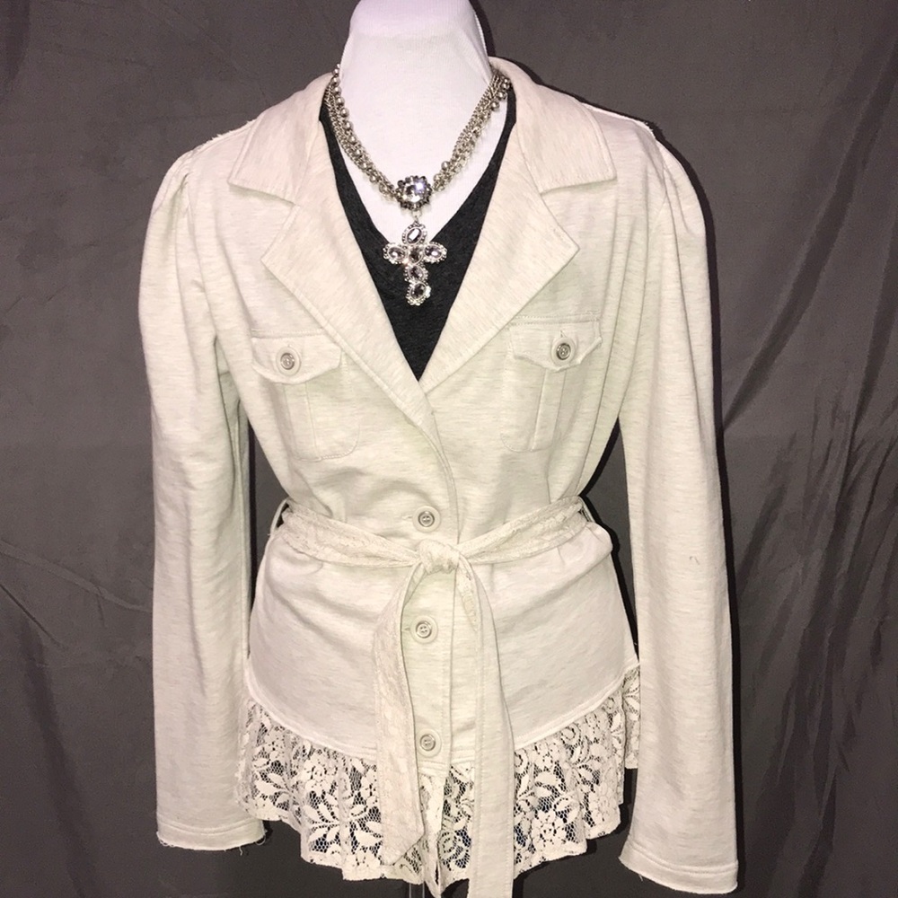 Gray sweater like jacket. Very warm & cozy